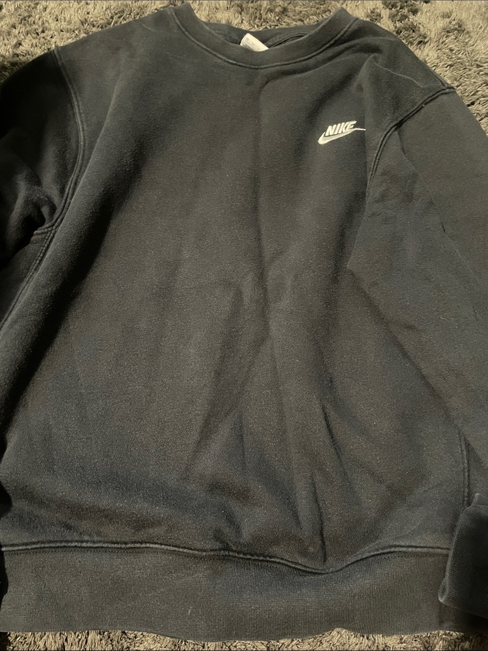 Nike Black Crew Sweatshirt with White Swoosh